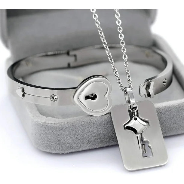 Set de Collar y Pulsera con Cerradura y Llave – Un Símbolo de Amor Único