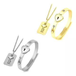Set de Collar y Pulsera con Cerradura y Llave – Un Símbolo de Amor Único